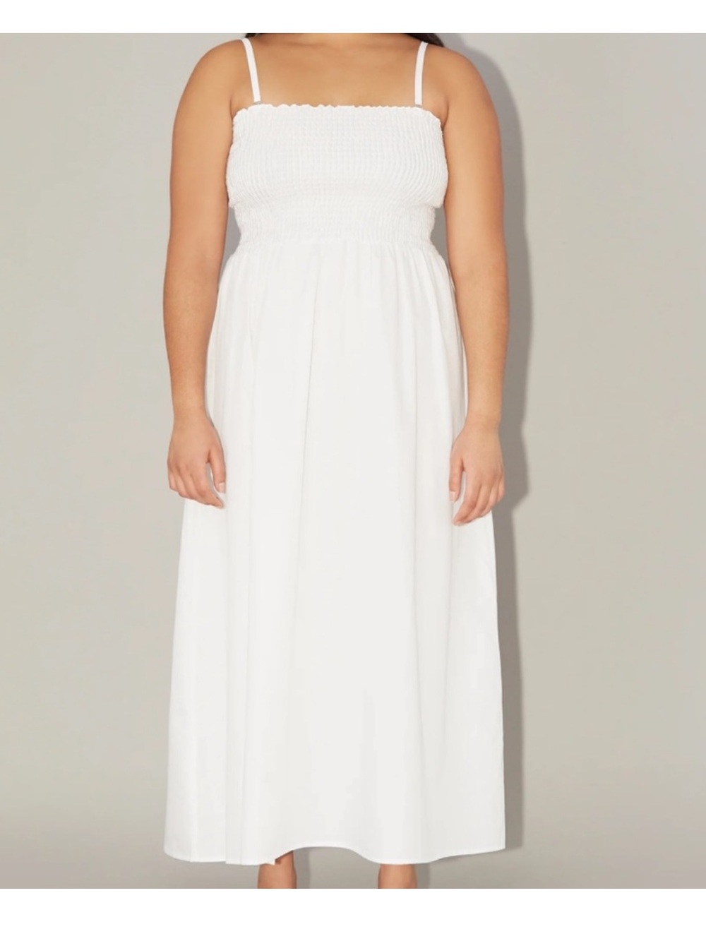 Uncle Studios White Smock Midi Dress in M